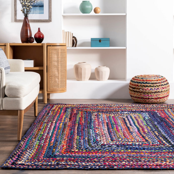 Handmade Rug, 4X6 ft Chindi Braided Area Rugs Rag Living Room Carpet