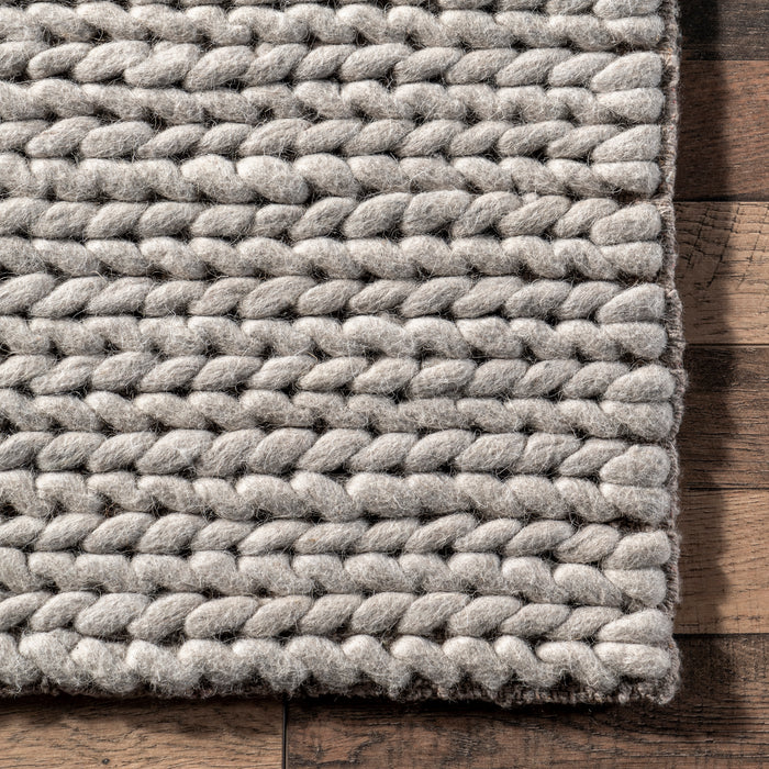 Hand Woven, Cable Knit, Chunky, Wool Area Rug. Available in Multiple S