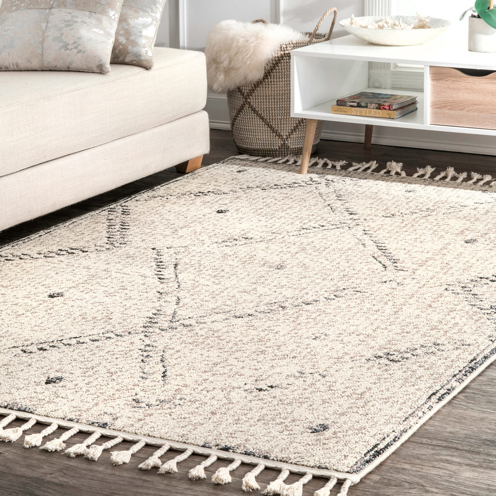 Camira Gray Dotted Tassel Rug - Clearance