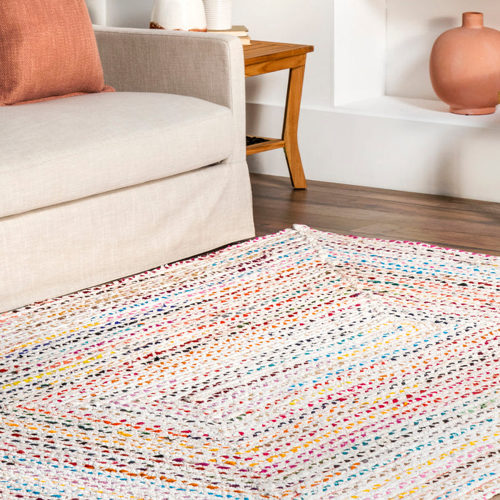 Hand Braided Ivory Multi-color Soft Area Rugs  Cotton rag rug, Braided  area rugs, Cotton rug