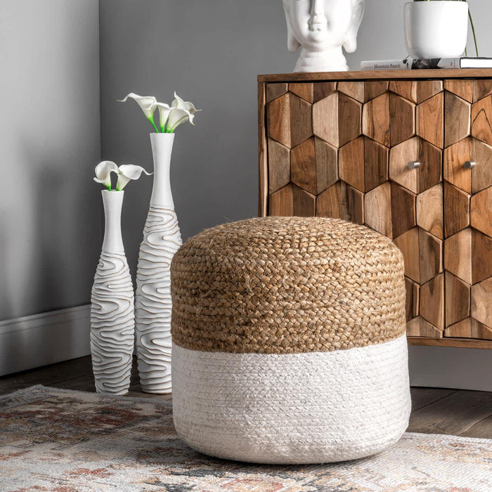Janis Braided Jute Filled Ottoman Pouf — nuLOOM