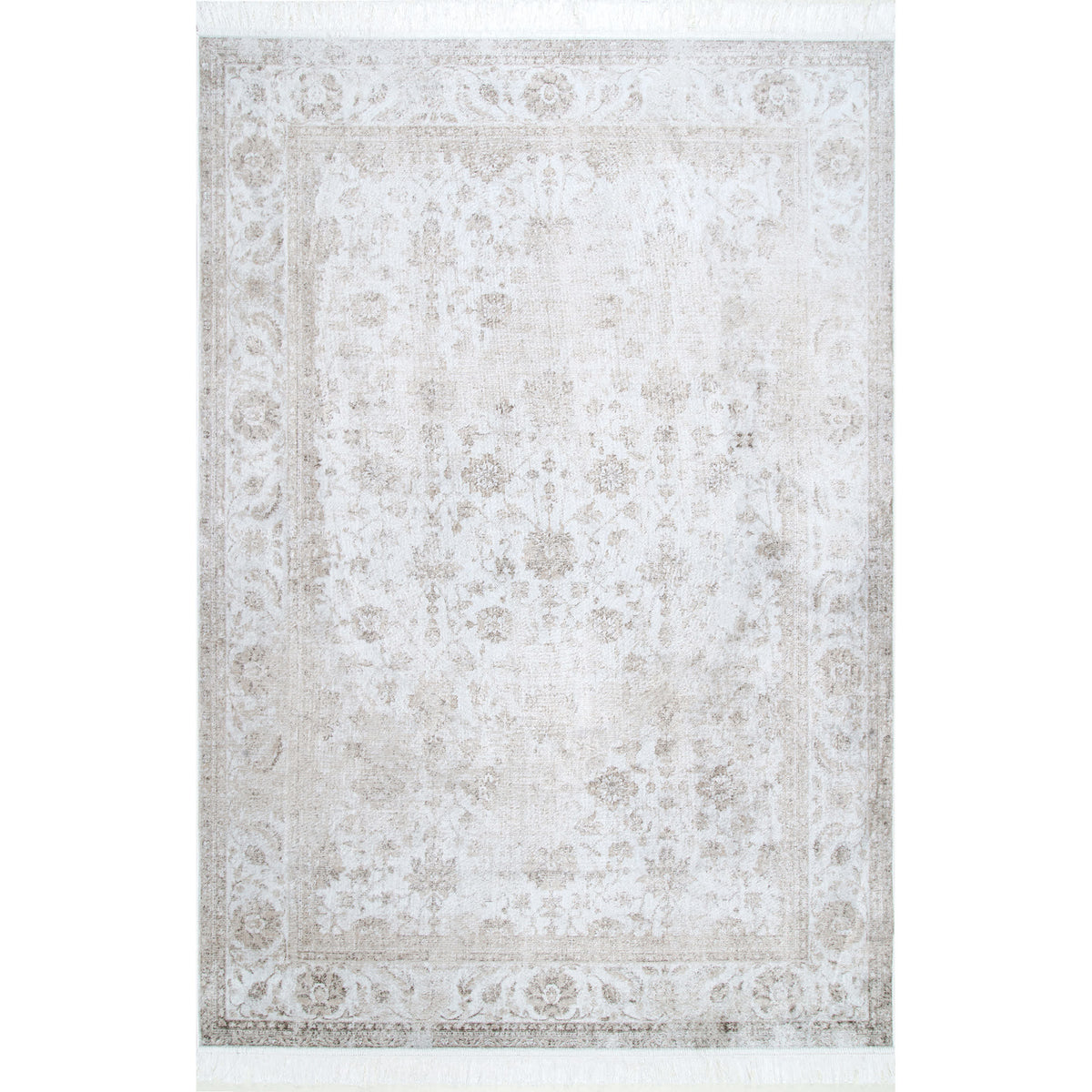 Sakalar Grey Floral Medallion Washable Rug – Loopsie