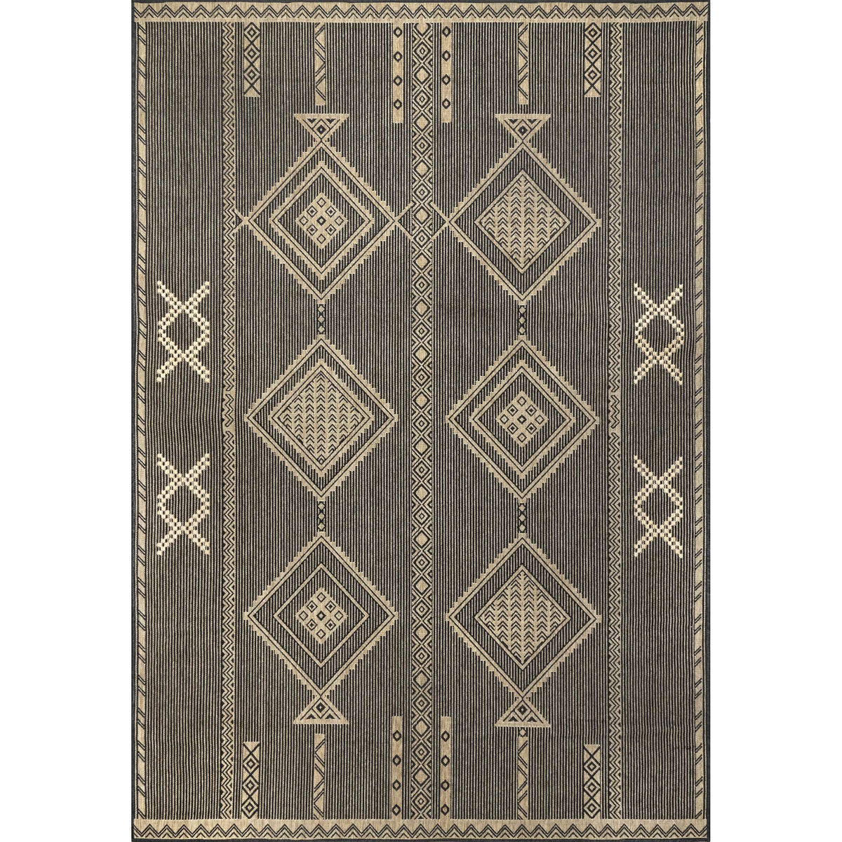 nuLOOM Abbey Tribal Striped Beige 9 ft. 6 in. x 12 ft. Indoor/Outdoor Patio Area Rug