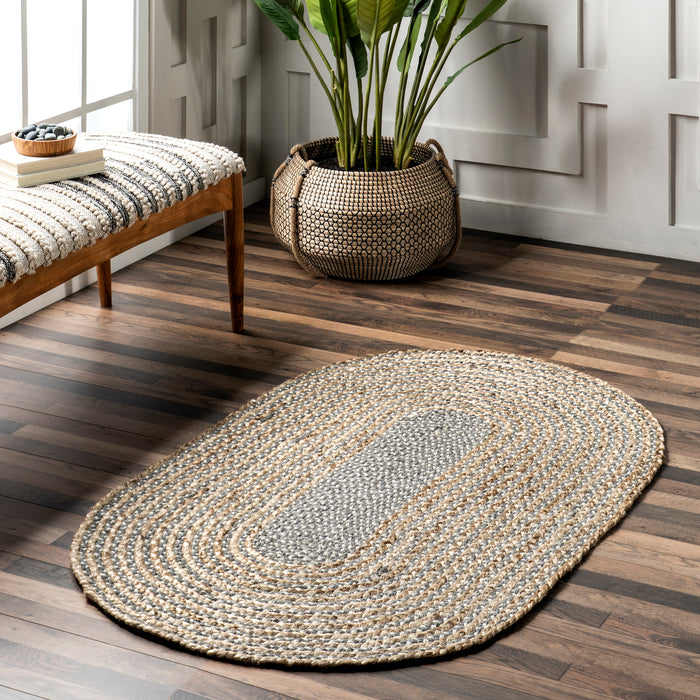 nuLOOM Draya Braided Jute Gray 8 ft. Round Rug TADC01B-R808 - The Home Depot